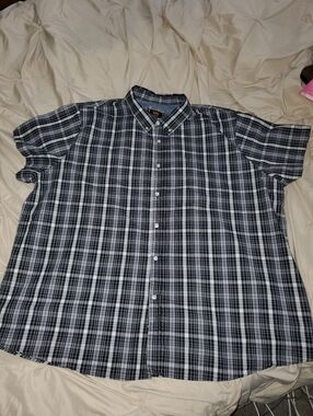 Lee Black & White Plaid Short Sleeve Button-Down Shirt